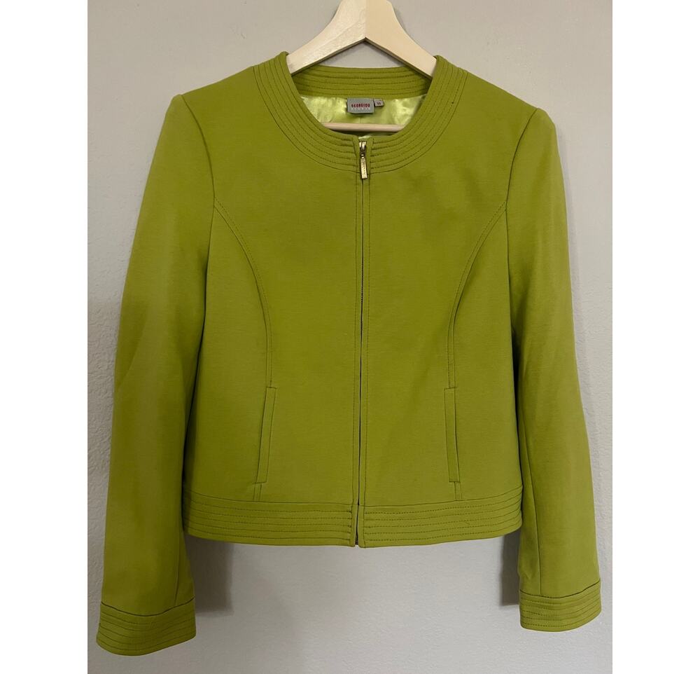 Georgiou Studio Zipper Jacket Green Cotton Blend Y2K Size 10